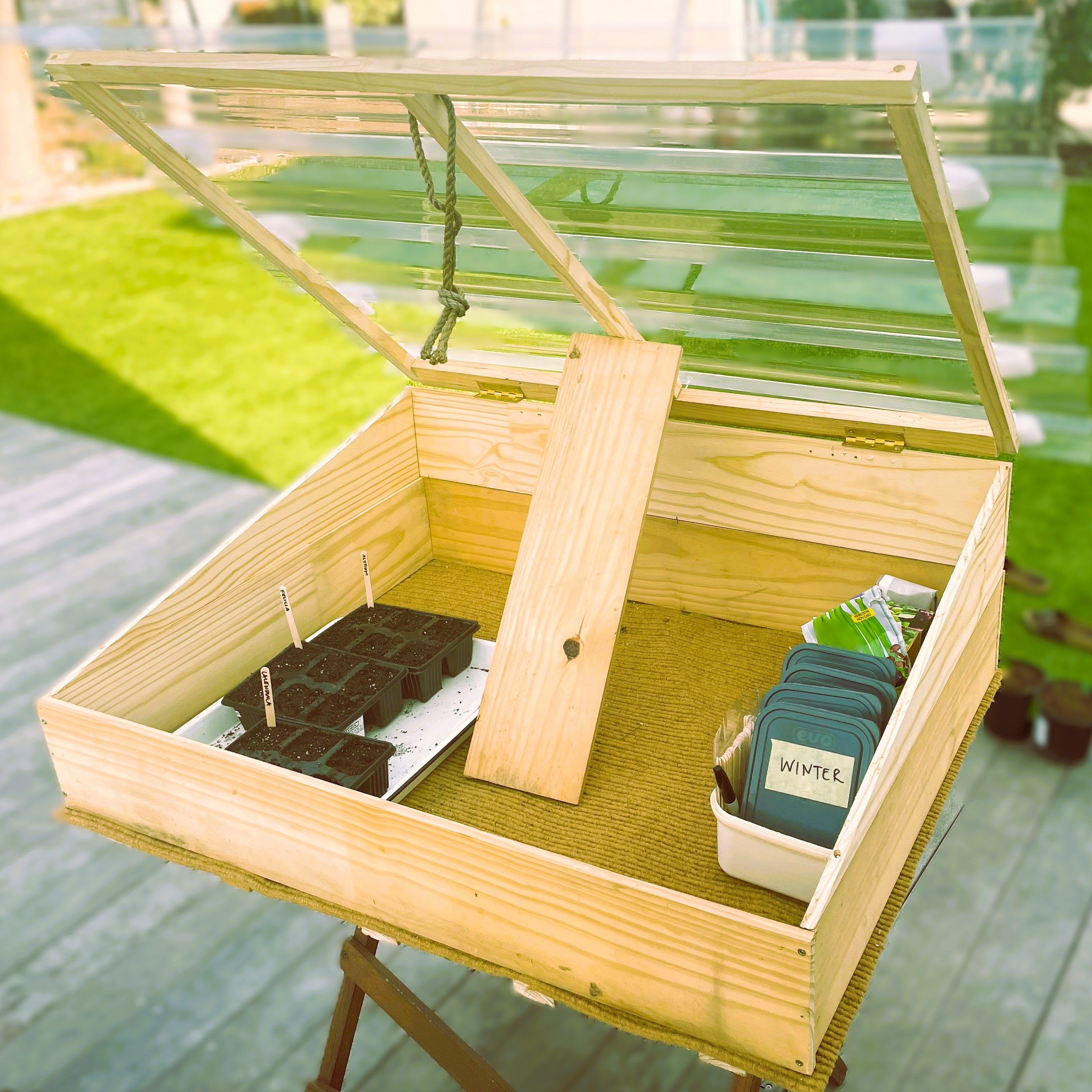 DIY seed starter box made from scrap wood